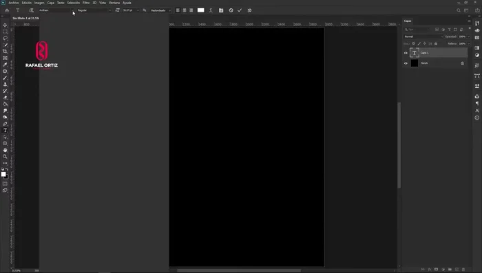Seleccionar todo el texto (Ctrl+A) y modificar las propiedades de la fuente (tipografía, tamaño, etc.) en la barra de propiedades o en la ventana Carácter.