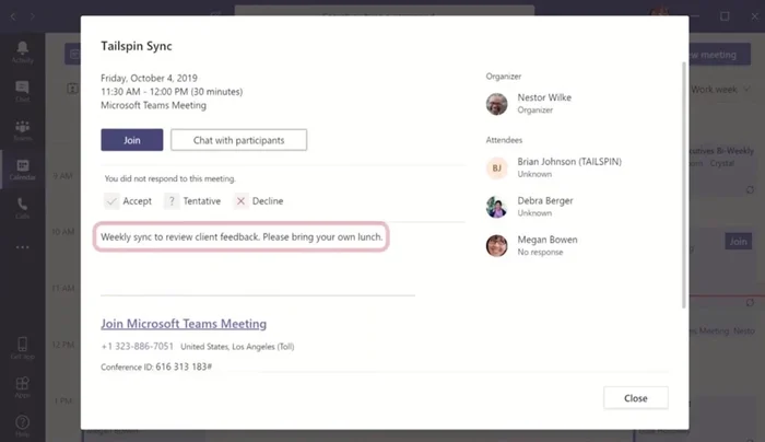 Selecciona una invitación para ver información detallada de la reunión y los asistentes.