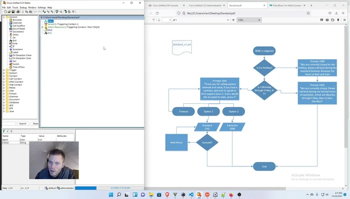 Comenzar a desarrollar el script en UCCX, paso a paso, siguiendo el diagrama de flujo.