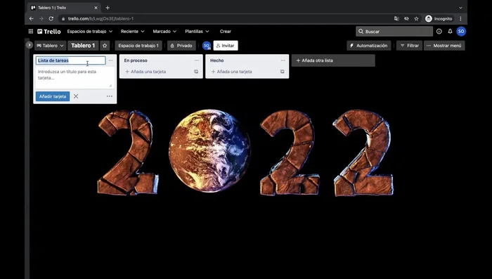 Personaliza las listas dentro del tablero. Cambia los nombres por defecto para que se ajusten a tu proyecto.