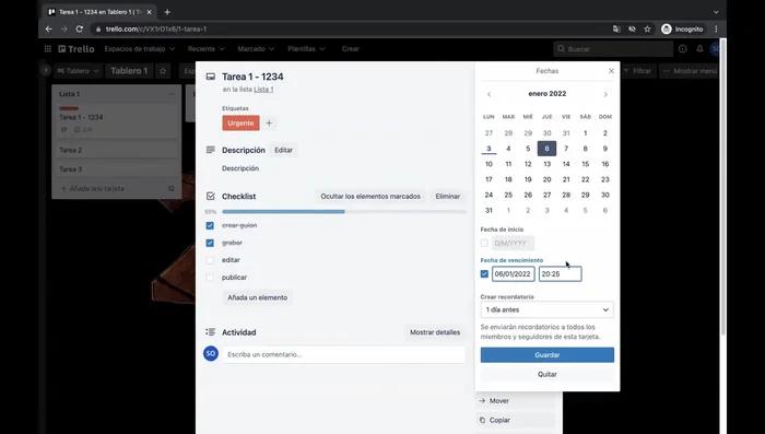 Establece fechas de vencimiento y recordatorios para las tareas.