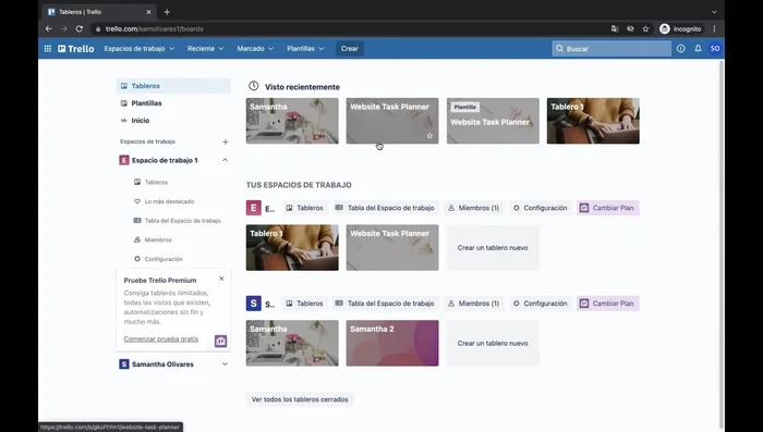 Marca tus tableros más importantes con una estrella para acceder a ellos rápidamente.