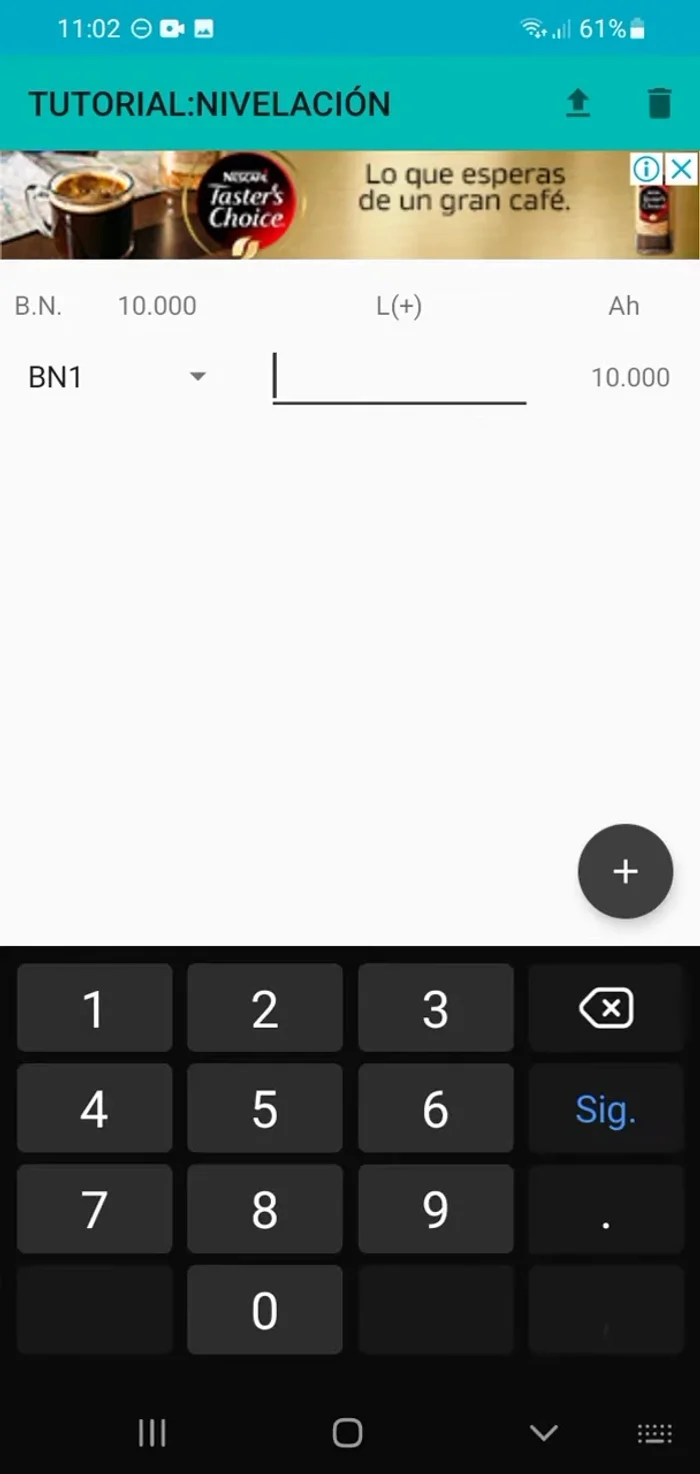 Ingresar la vista atrás (lectura del hilo medio sobre el banco de nivel de referencia).