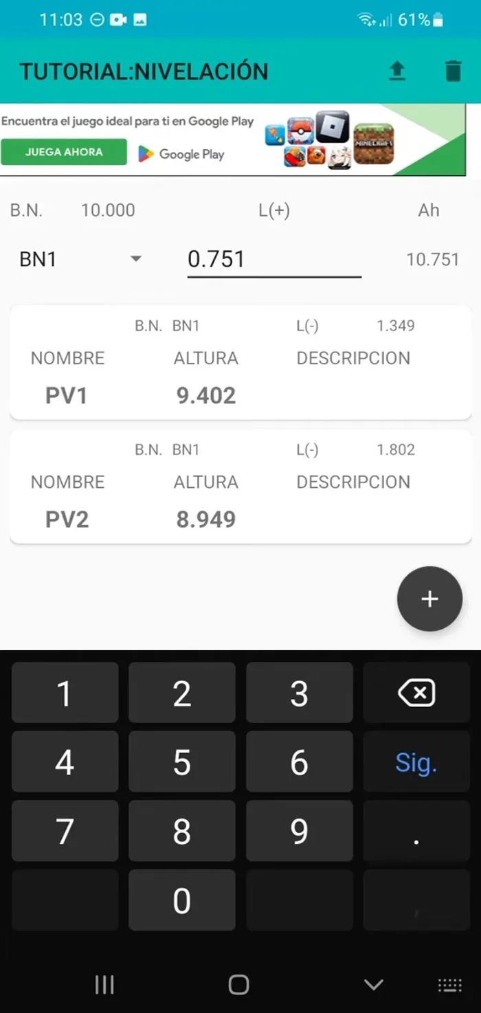 Si se cambia de estación, se puede convertir un punto visado en un nuevo banco de nivel seleccionándolo, manteniendo pulsado y eligiendo 'Usar punto como liga'. Esto permite continuar el levantamiento desde ese punto.