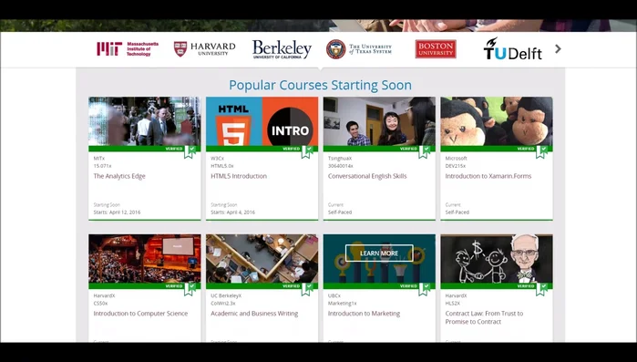 Para edX, acceder a través de los enlaces proporcionados en la descripción del curso.