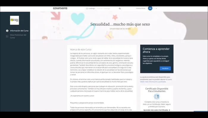 Elegir entre 'Curso completo con certificado' (costo simbólico) o 'Curso completo sin certificado' (gratis).