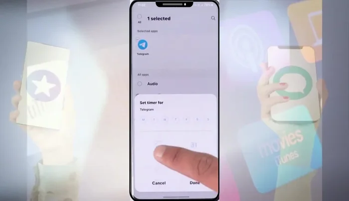 Selecciona la aplicación a la que quieres quitar el límite de tiempo (ej: Telegram).