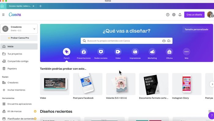 Selecciona la función de 'Diseño rápido'.