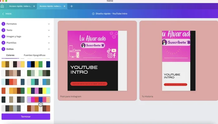 Personaliza los colores y la tipografía.