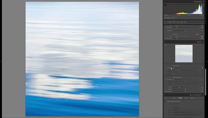 Aplicar reducción de ruido de color y luminancia para limpiar la imagen, sin perder detalles.