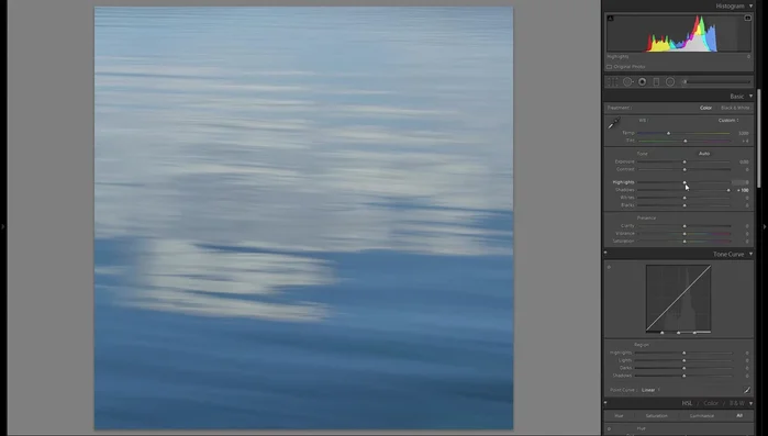 Ajustar los controles deslizantes de luces y sombras para mejorar el contraste y la vibración de la imagen.