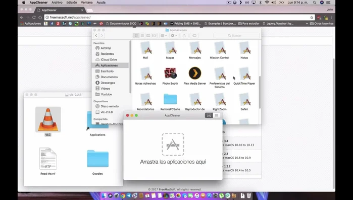 Arrastrar la aplicación a la ventana de AppCleaner.
