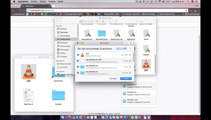 Hacer clic en 'Borrar' para eliminar la aplicación y todos los archivos asociados.