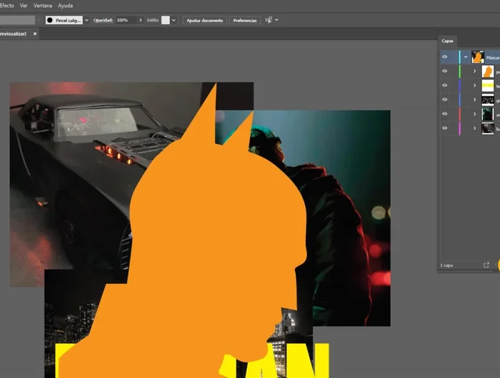 Seleccionar la capa principal y crear/soltar la máscara de recorte.