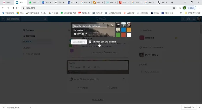 Crear listas dentro del tablero (ej: 'Compras', 'Producción', etc.):