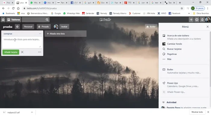 Agregar tarjetas a las listas (cada tarjeta representa una tarea):