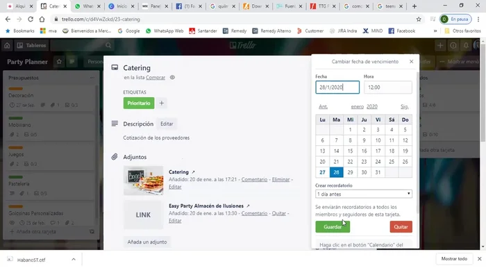 Utilizar el calendario integrado para visualizar las fechas de vencimiento: