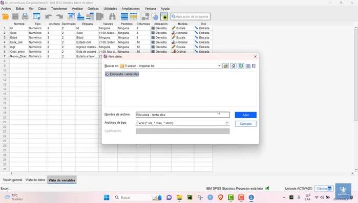 Seleccionar la hoja de cálculo que contiene los datos.