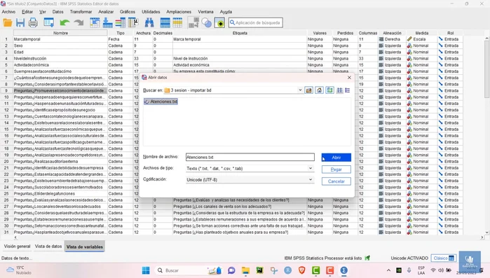 Seleccionar el archivo .txt.