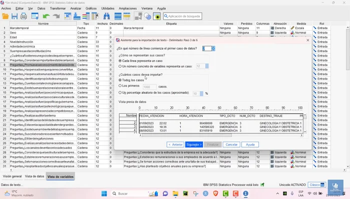Especificar la fila donde comienzan los datos.