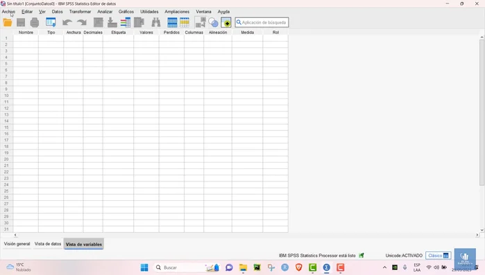 Seleccionar 'Abrir' y elegir el archivo .sav.