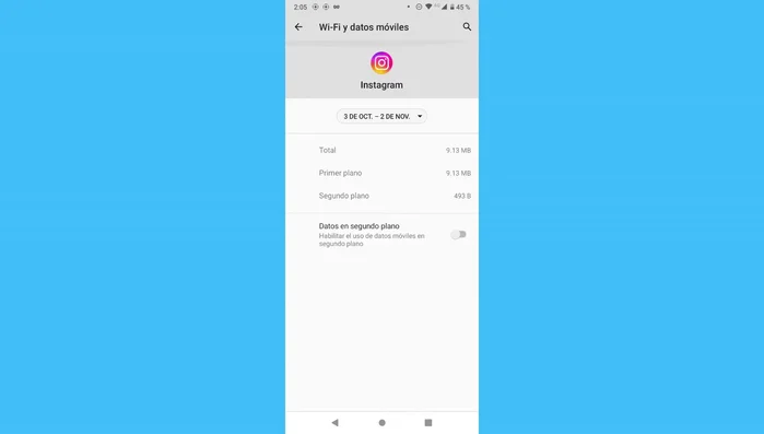 Activar 'Datos en segundo plano'.