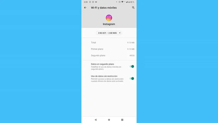 Activar 'Uso de datos sin restricción'.