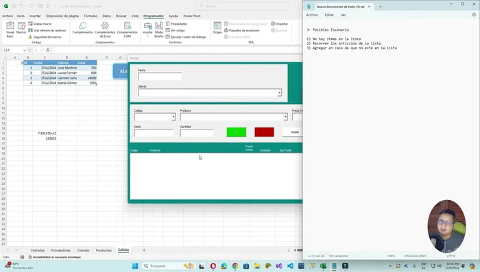 Definir las variables: Una variable entera para el contador de filas y una variable booleana ('existe') para controlar si el producto ya existe en la lista.
