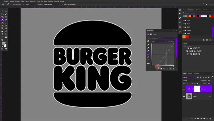Ajustar las curvas para lograr un contraste bien definido, moviendo los deslizadores de negros hacia la derecha y los de altas luces hacia la izquierda.