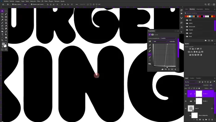 Redefinir los bordes y ajustar el contraste con la capa de ajuste de Curvas.