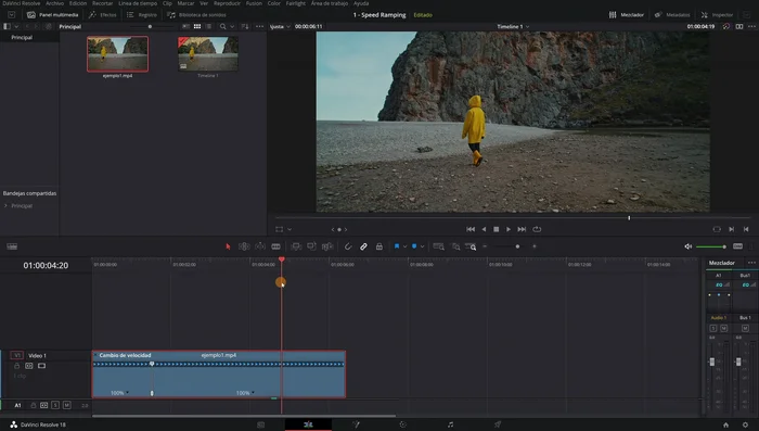 Agrega puntos de velocidad en los puntos de cambio de velocidad deseado (cámara rápida y cámara lenta).