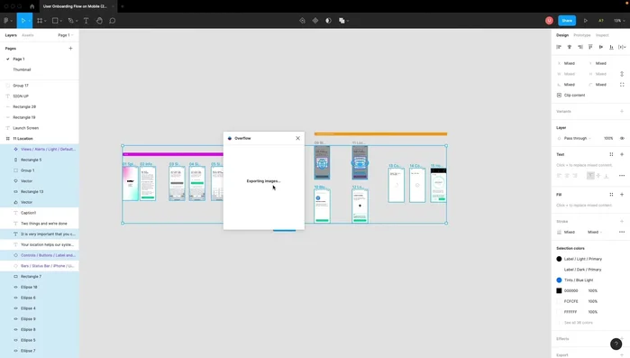 Exportar las pantallas seleccionadas a Overflow usando el plugin.
