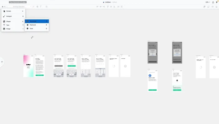 Añadir diferentes tipos de formas (diamantes para decisiones, etc.) para representar las diferentes etapas del flujo de usuario.
