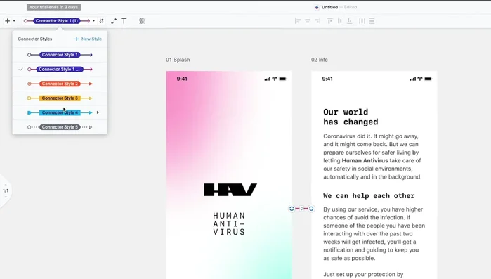 Organizar y agrupar las pantallas para una mejor visualización del flujo de usuario.