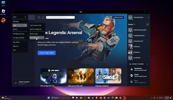 Limpia la caché de la aplicación EA.