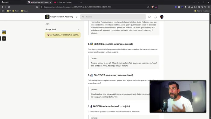 Pegar la estructura en ChatGPT y darle al Enter. ChatGPT tendrá en cuenta todos los parámetros especificados.