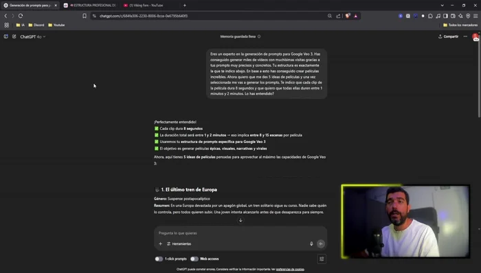 Pegar la estructura en ChatGPT y darle al Enter. ChatGPT tendrá en cuenta todos los parámetros especificados.