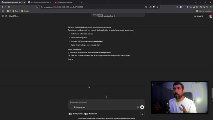 Pegar la estructura en ChatGPT y darle al Enter. ChatGPT tendrá en cuenta todos los parámetros especificados.