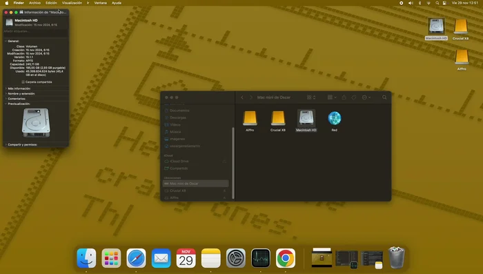 Mantener al menos 50 GB libres en el SSD interno para la memoria de intercambio (Swap) y evitar ralentizaciones.