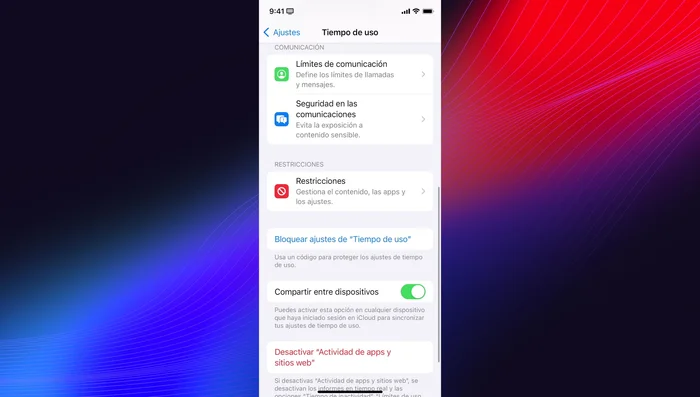 Controlar el contenido permitido (música, películas, sitios web, etc.).