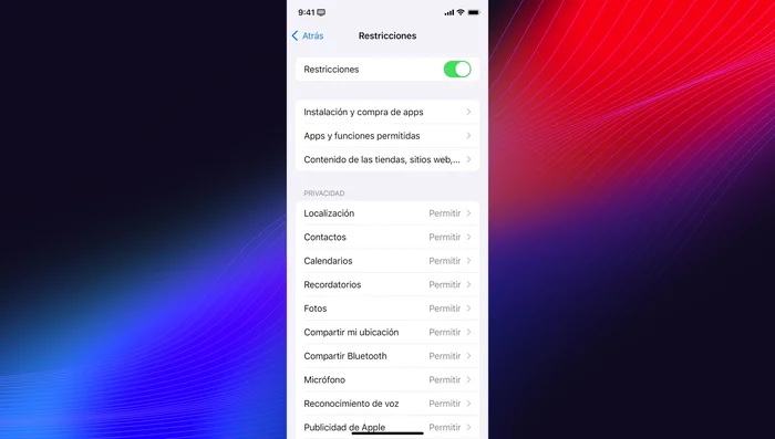 Controlar el contenido permitido (música, películas, sitios web, etc.).