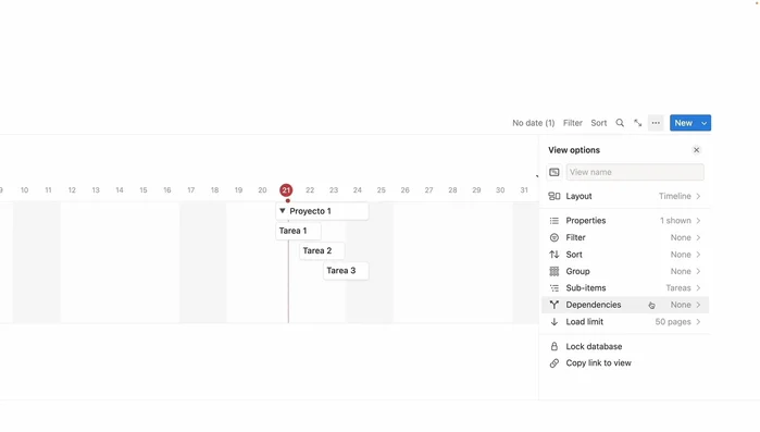 Personalizar la vista "Timeline" para mostrar el estado, la fecha de ejecución y la persona asignada.