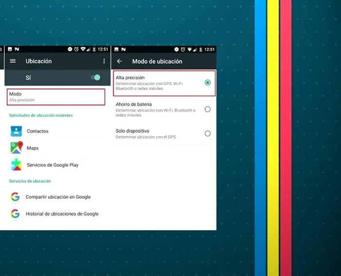 Configurar el modo de ubicación: