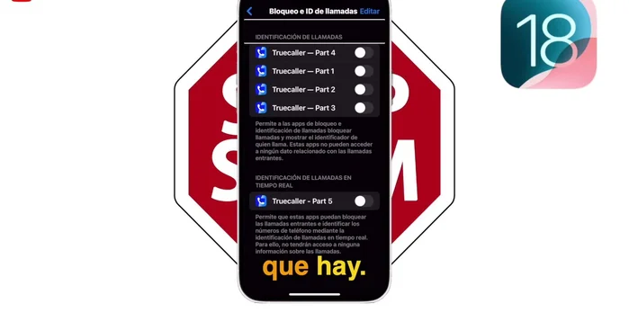 Activa todas las opciones de True Caller dentro de los ajustes de 'Bloqueo e ID de llamadas'.