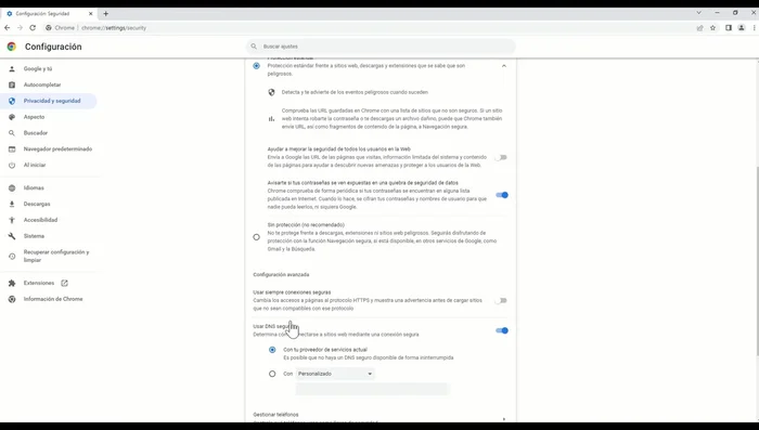 Seleccionar "Gestionar los certificados del dispositivo"