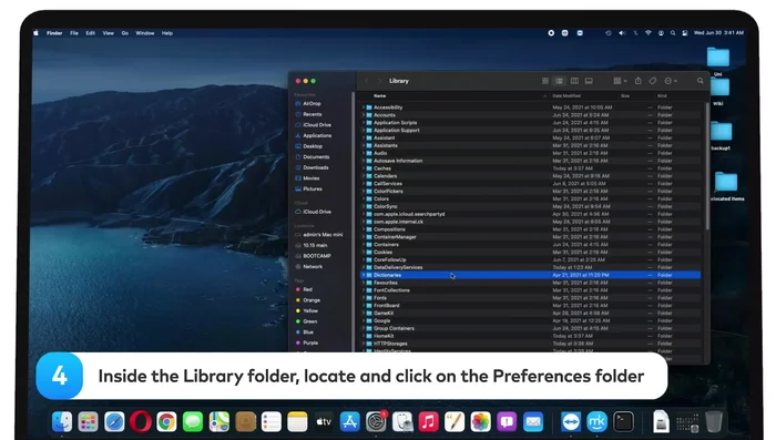 Dentro de la carpeta Biblioteca, busque y haga clic en la carpeta Preferencias.