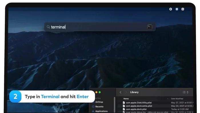 Escriba Terminal y presione Enter.