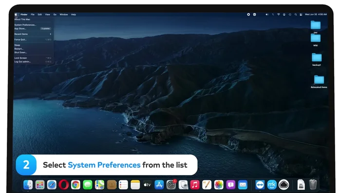 Selecciona las preferencias del sistema de la lista.