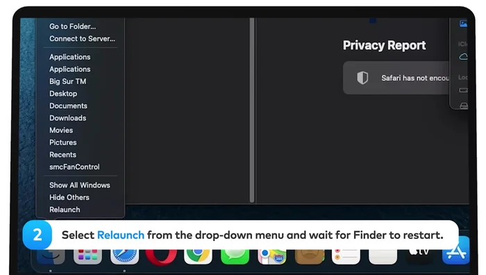 Seleccione Reiniciar en el menú desplegable.