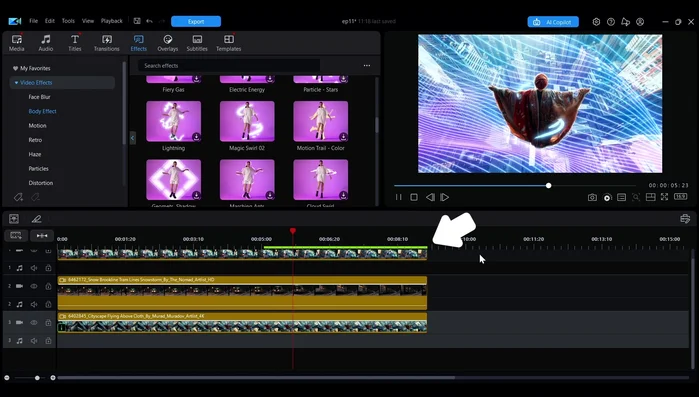 Una vez realizada la renderización, aparecerá una línea verde encima de la línea de tiempo.